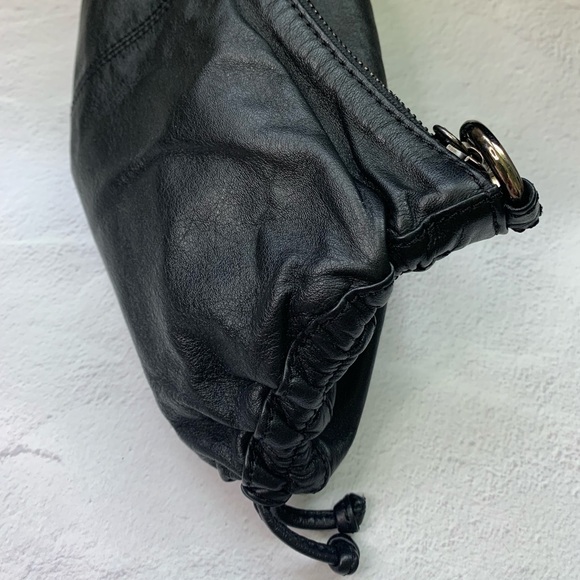 Banana Republic black genuine leather, ruched purse/bag /like new - Picture 5 of 7